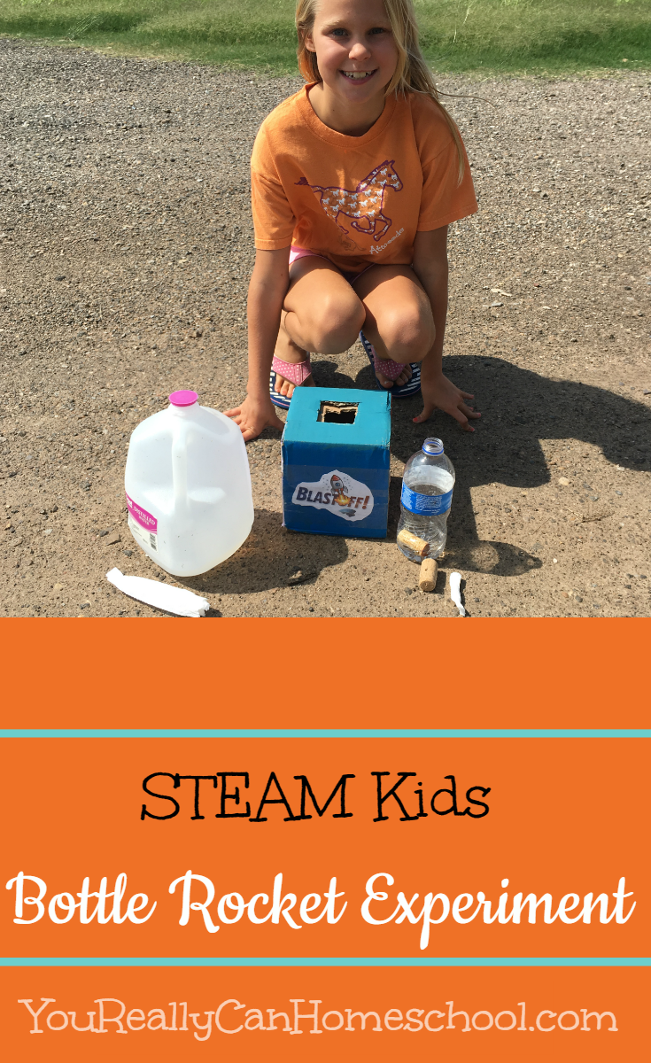 Bottle Rocket Experiment STEAM Kids ~ YouReallyCanHomeschool.com