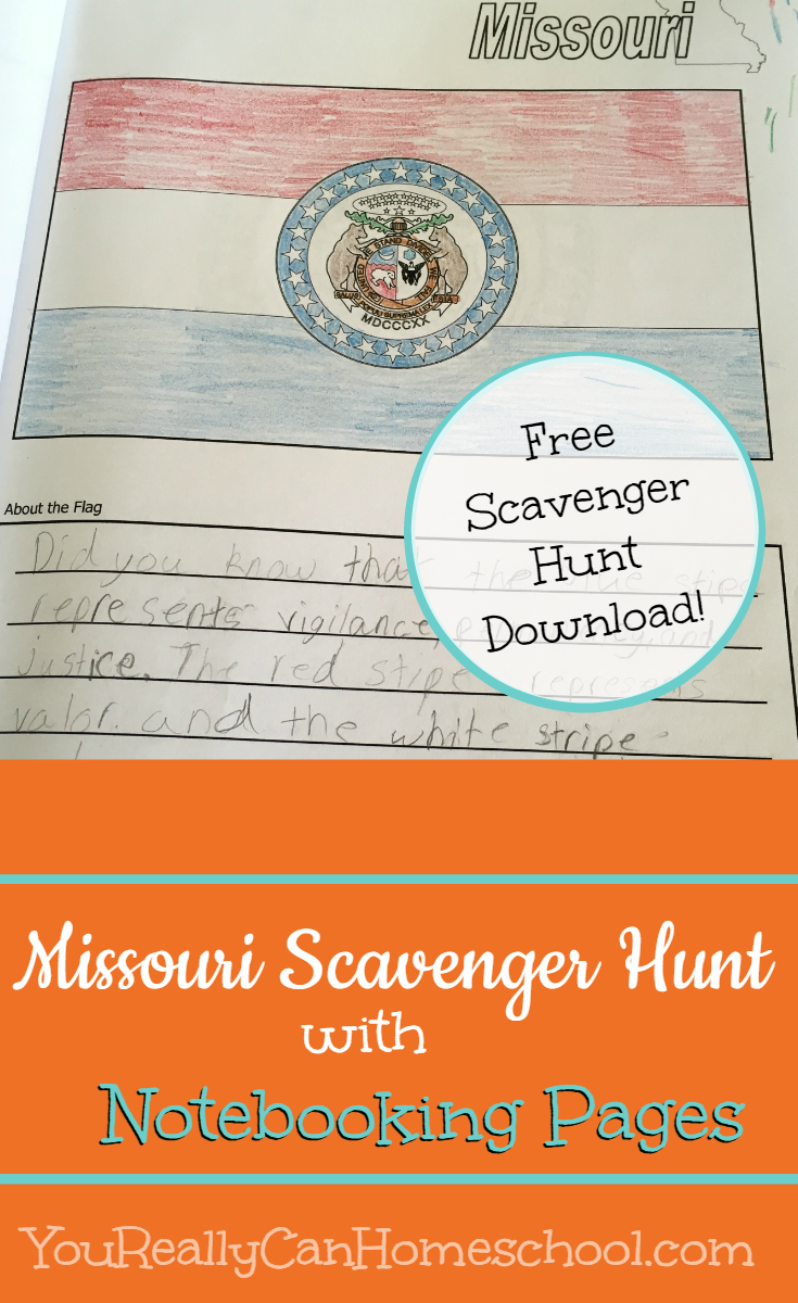 Missouri Scavenger hunt with notebooking pages. FREE scavenger hunt list to download. YouReallyCanHomeschool.com