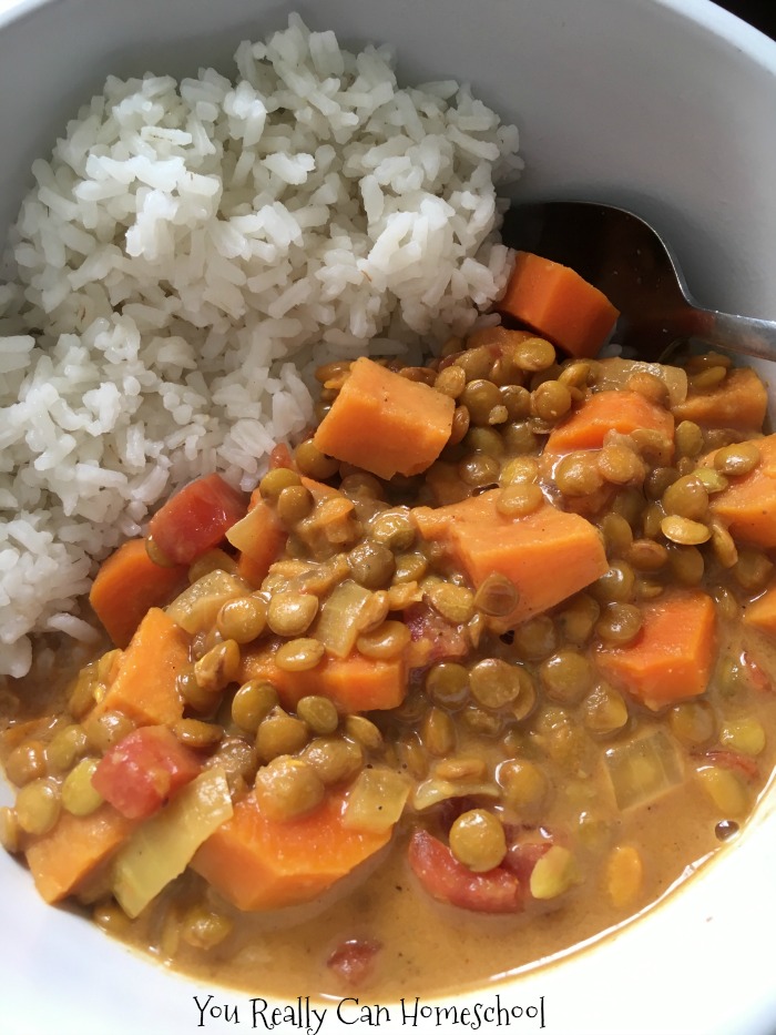instant pot coconut curry and homeschool cooking resources